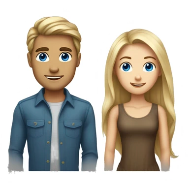 A blue-eyed blond guy and a brown-eyed girl with long brown hair sticker