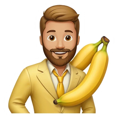 Man with beard wearing a banan suit sticker