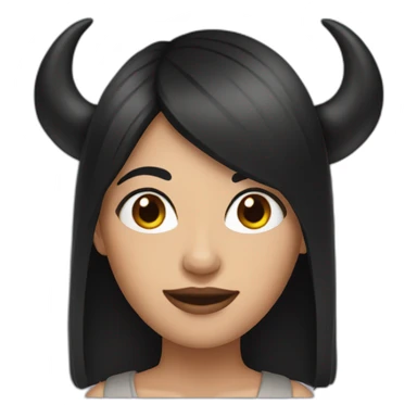 A woman with black hair and horns sticker