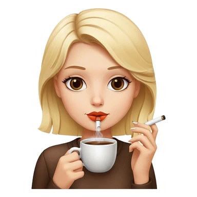 Blonde girl smoking with cup of coffee  sticker