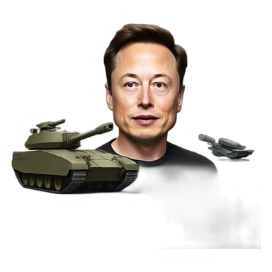 Tank running over Elon musk sticker
