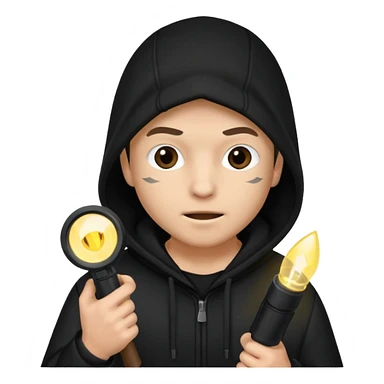Thief with black hood and flashlight sticker