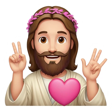 Bearded Jesus smiling making pink heart gesture sticker