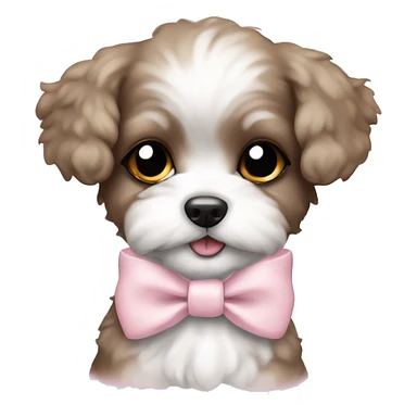 schichon puppy with pale pink bow sticker
