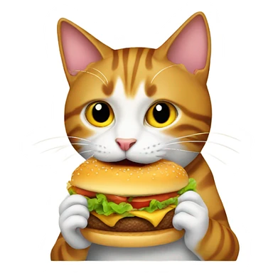 Cat eating a hamburger  sticker