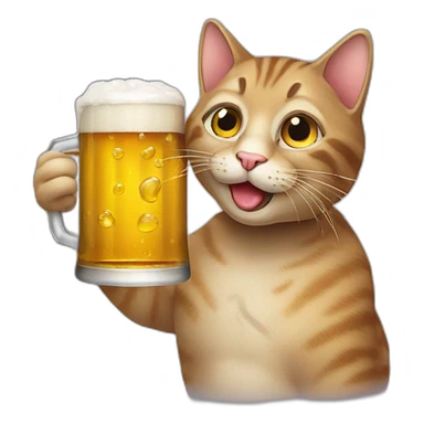 cat drink biere sticker
