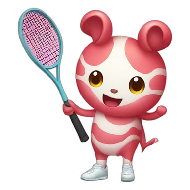 Kawaii jamon with tennis racket sticker