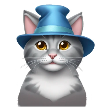 Gorgeous grey cat moji in a New Year's hat sticker