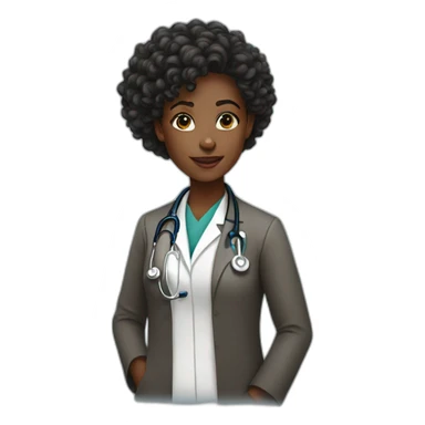 black woman doctor curly long hair sticker