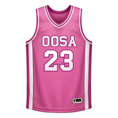pink basketball jersey with the number 23 and white stripes sticker