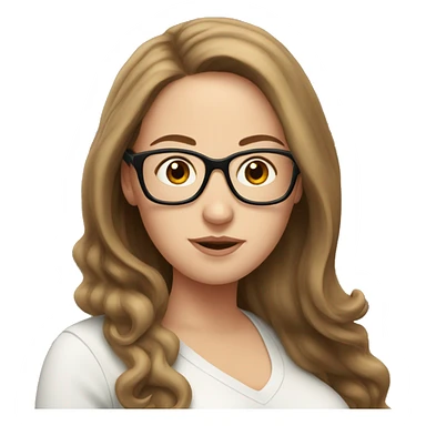 Pregnant White woman with long brown hair and glasses sticker