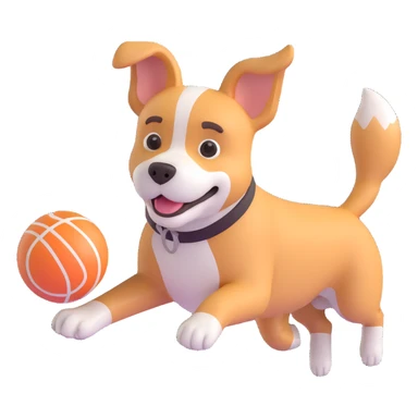 dog chasing ball in forrest, close up pose sticker