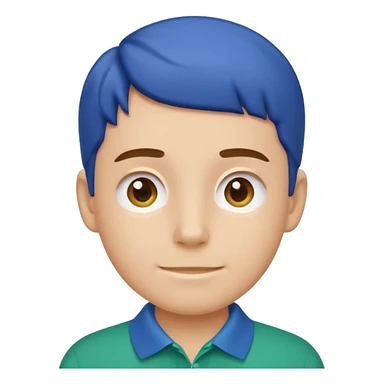 gender neutral face, chest up, blue-green polo shirt, minimal emoji style, friendly expression sticker