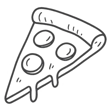 hand-drawn outlined slice of pizza icon sticker