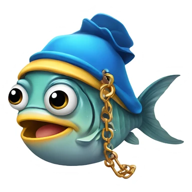Fish wearing a hat and chain sticker