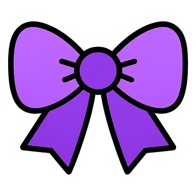 2D cute purple bow, color icon style sticker