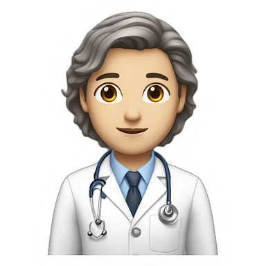 white skin brown hair brown eyes doctor sticker
