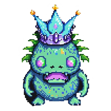 slime monster wearing a spiky crown sticker