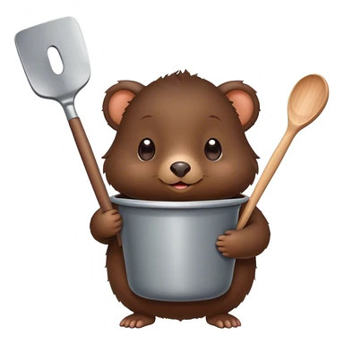 A cutemole holding a pot and spatula sticker