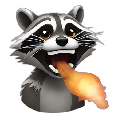 Raccoon opening mouth with smoke coming out sticker