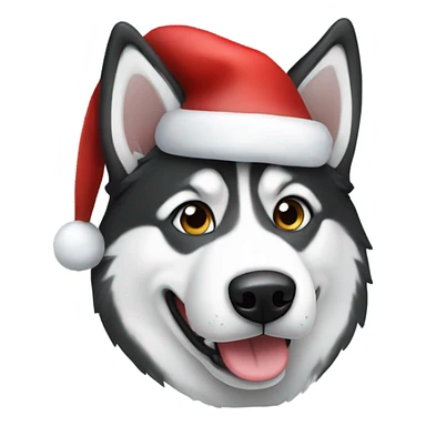 Black and white husky wearing Santa hat sticker