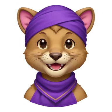 
Fossa animal wearing a purple bandana on his forehead from league of legends laughing emoticon sticker