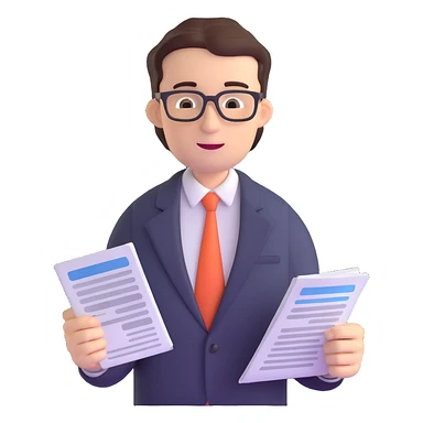 accountant with financial papers, no eyeglasses sticker