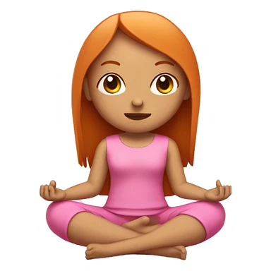 ginger girl with shoulder lenght straight hair with bangs wearing pink sitting in meditation sticker