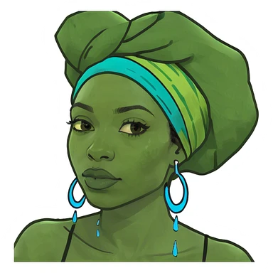 black women with water on face sticker