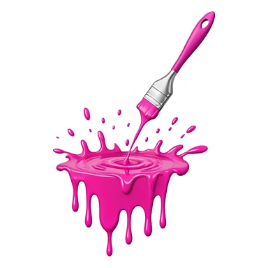  flying art brush dripping pink slop paint sticker