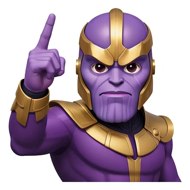 Purple villain Thanos with Squid Game aesthetic showing middle finger sticker