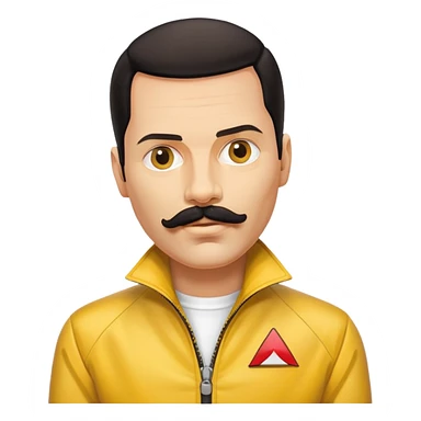 Freddie Mercury with mustache and yellow jacket sticker