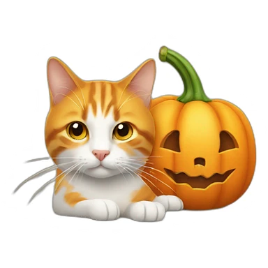 citrouille avec un chat sticker