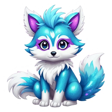Cool cute Kawaii edgy fantasy animal sparkle fursona Fionbri creature by griffsnuff & LiLaiRa & Falvie full body sticker