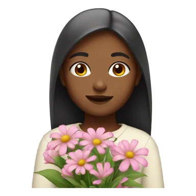 girl with flowers sticker