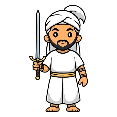 ancient Arab man with a sword on his shoulder sticker