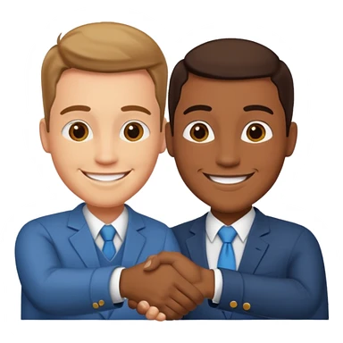 two men smiling and shaking hands sticker