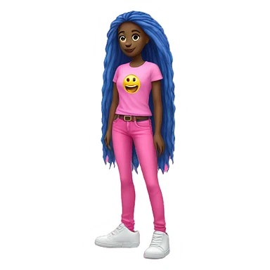 girl full body jeans caucasian pink fluo tshirt  sticker