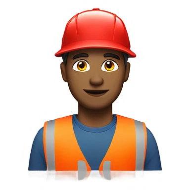 Man wearing a red cap and reflective vest sticker