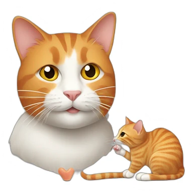 a ginger cat eating a grey mouse sticker