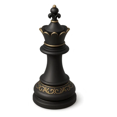 a chess queen, ornate and detailed, 3D black style sticker