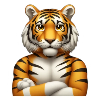Tiger with his arms crossed sticker