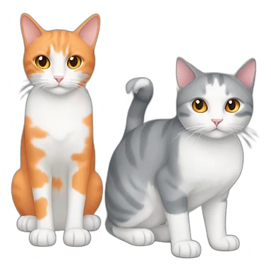 dual grey cat and white and orange cat sticker