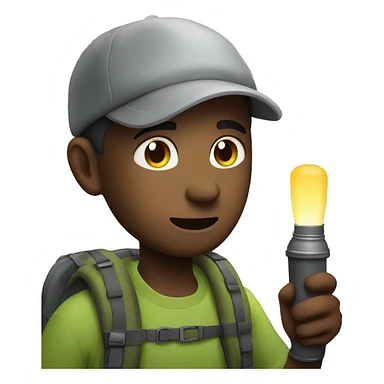 people using a flashlight at night for his camping sticker