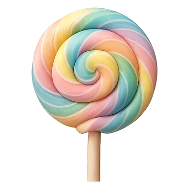 Change the lollipop to a pastel rainbow swirl in a realistic style, keep the background transparent. sticker
