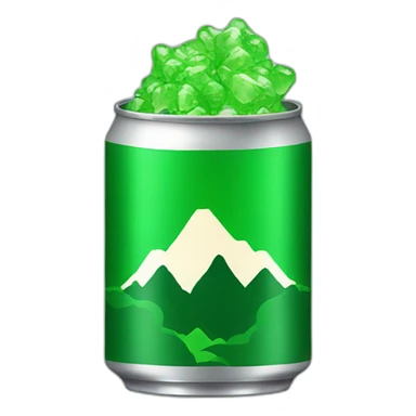 green soda can with a moutain on sticker