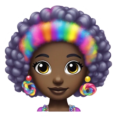 Lisa frank dark skin girl with rainbow Afro with headband pearls sticker