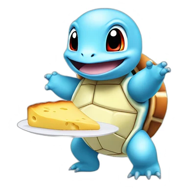Squirtle con un queso sticker