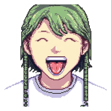 smiling with tongue sticking out
add the words  I’m talking bout innatt  sticker