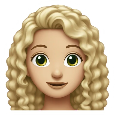 White girl with green eyes curly hair and pink cap sticker